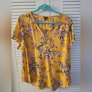 Torid Harper Georgette Pullover Flutter Sleeve Blouse - Size 1x Yellow Top